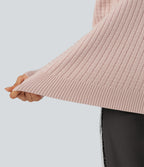 Round Neck Long Sleeve Waffle Casual Jumper — Morganite — view 6