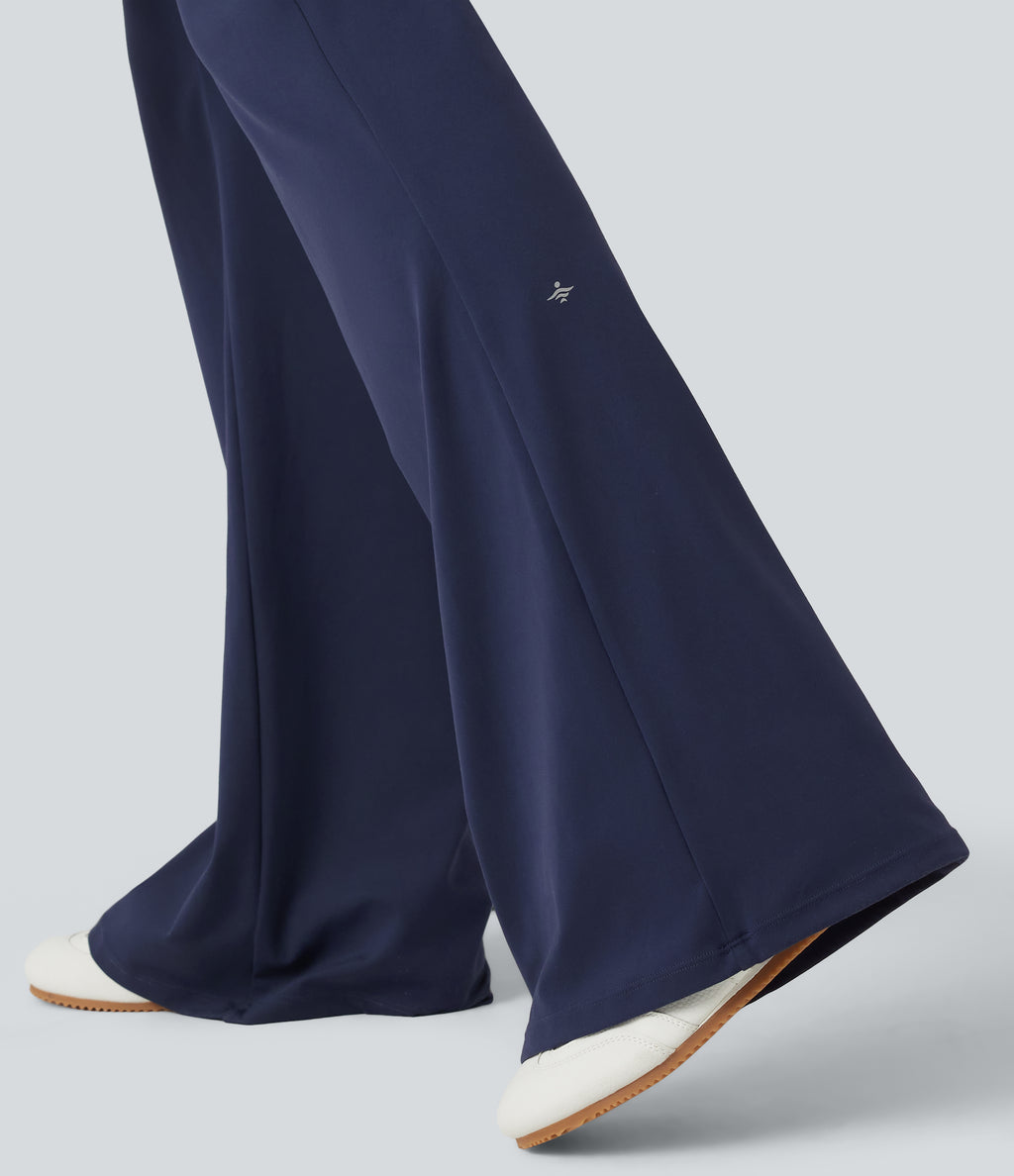 Mid Rise Tie Front Flare Dance Leggings-UPF50+ — Peacoat — view 6