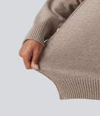 High Neck Long Sleeve Casual Jumper — Doeskin — view 7