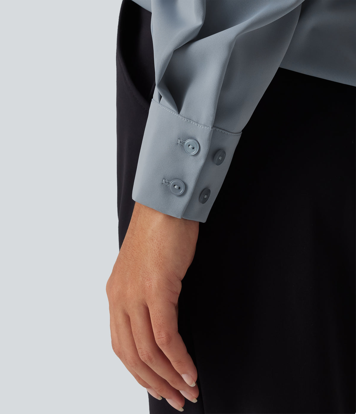 Wrinkle Recovery V Neck Long Sleeve Work Blouse — Mountain Spring — view 6