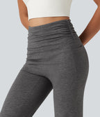 High Waisted Ruched Dance Balloon Joggers with Pockets — Darl Gray Floral Yarn — view 6