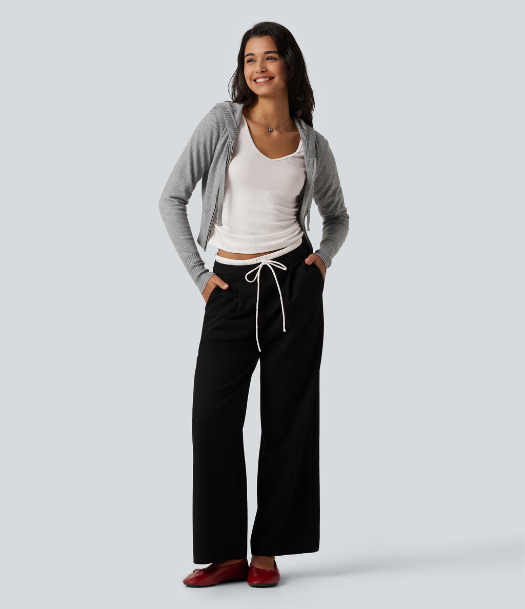 V Neck Long Sleeve Ruched Casual T-Shirt — White — view 6