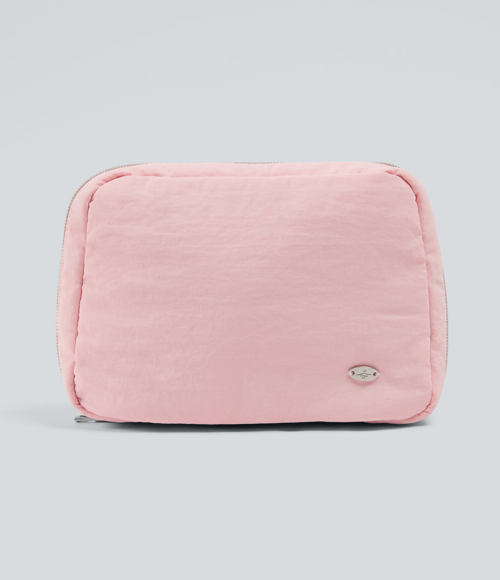 Ultra Llight Metal Logo Makeup Bag with Mirror — Silver Pink — view 1