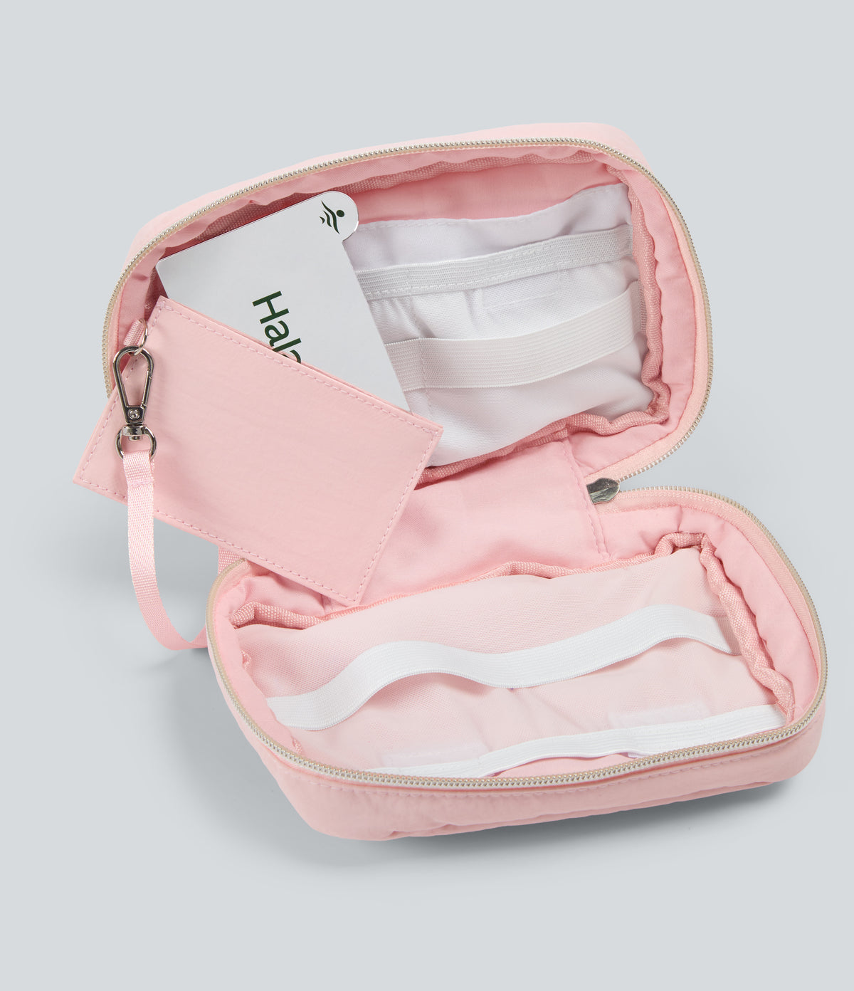Ultra Llight Metal Logo Makeup Bag with Mirror — Silver Pink — view 2