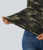 One Shoulder Long Sleeve Camo Casual Top — Born to be Wild - Green Camo — view 6