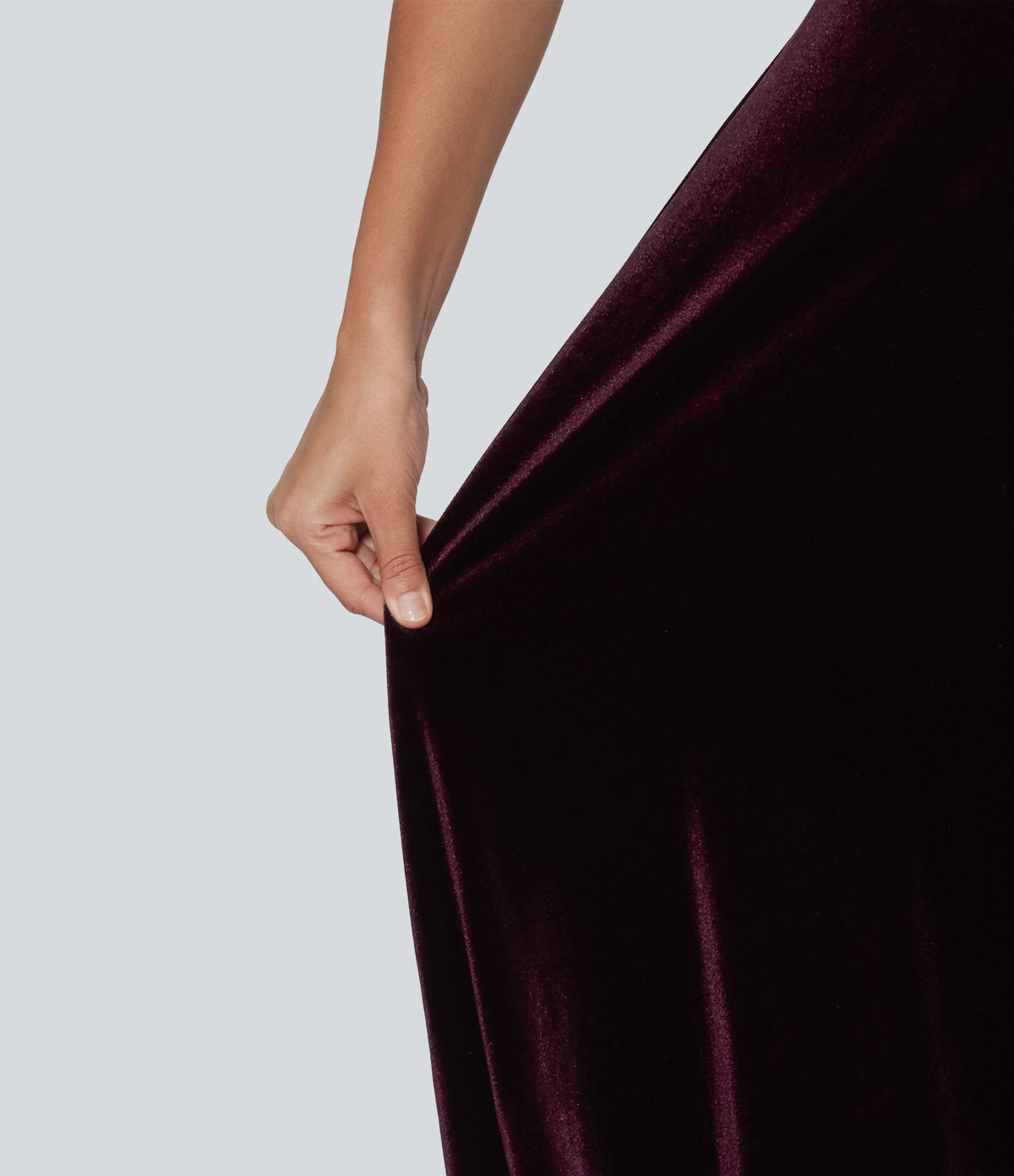 Square Neck Lace Up Ruched Built-in Bra Corset Velvet Midi Casual Milkmaid Dress — Dusky purple — view 6