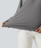 V Neck Long Sleeve Work Blouse — Ultimate Gray — view 7