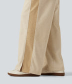 High Waisted Drawstring Straight Leg Casual Trousers with Pockets — Semolina — view 6
