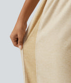 High Waisted Drawstring Straight Leg Casual Trousers with Pockets — Semolina — view 7