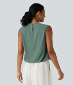 Cowl Neck Sleeveless Casual Top — Oil Blue — view 2
