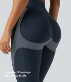 High Waisted Scrunch Butt Lifting Tummy Control Shaping Training Leggings with Pockets — Carbon — view 4