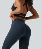 High Waisted Scrunch Butt Lifting Tummy Control Shaping Training Leggings with Pockets — Carbon — view 8