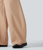 High Waisted Barrel Leg Casual Trousers with Pockets — Candied Ginger — view 6