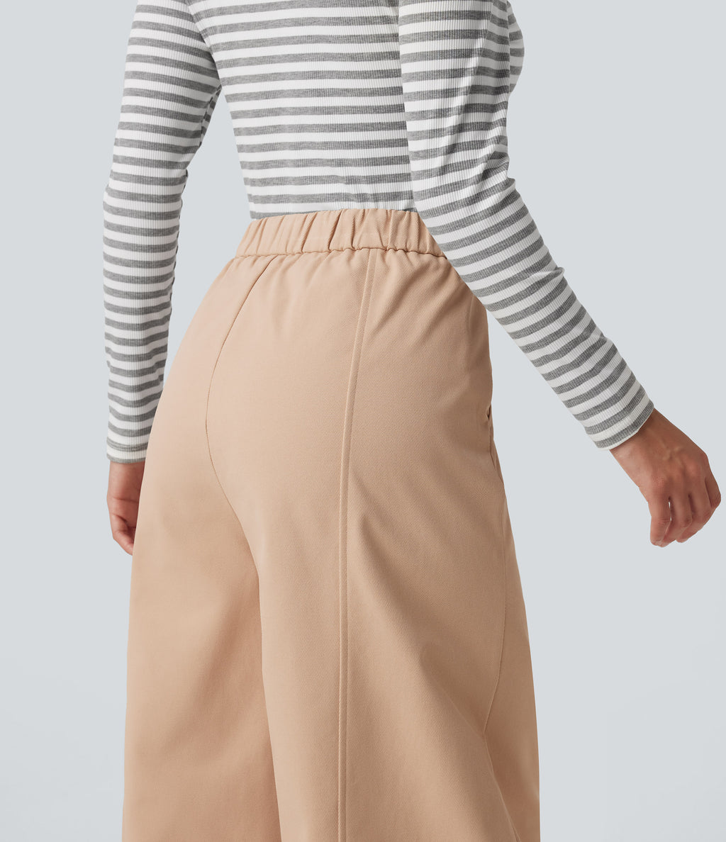 High Waisted Barrel Leg Casual Trousers with Pockets — Candied Ginger — view 5