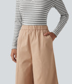 High Waisted Barrel Leg Casual Trousers with Pockets — Candied Ginger — view 4