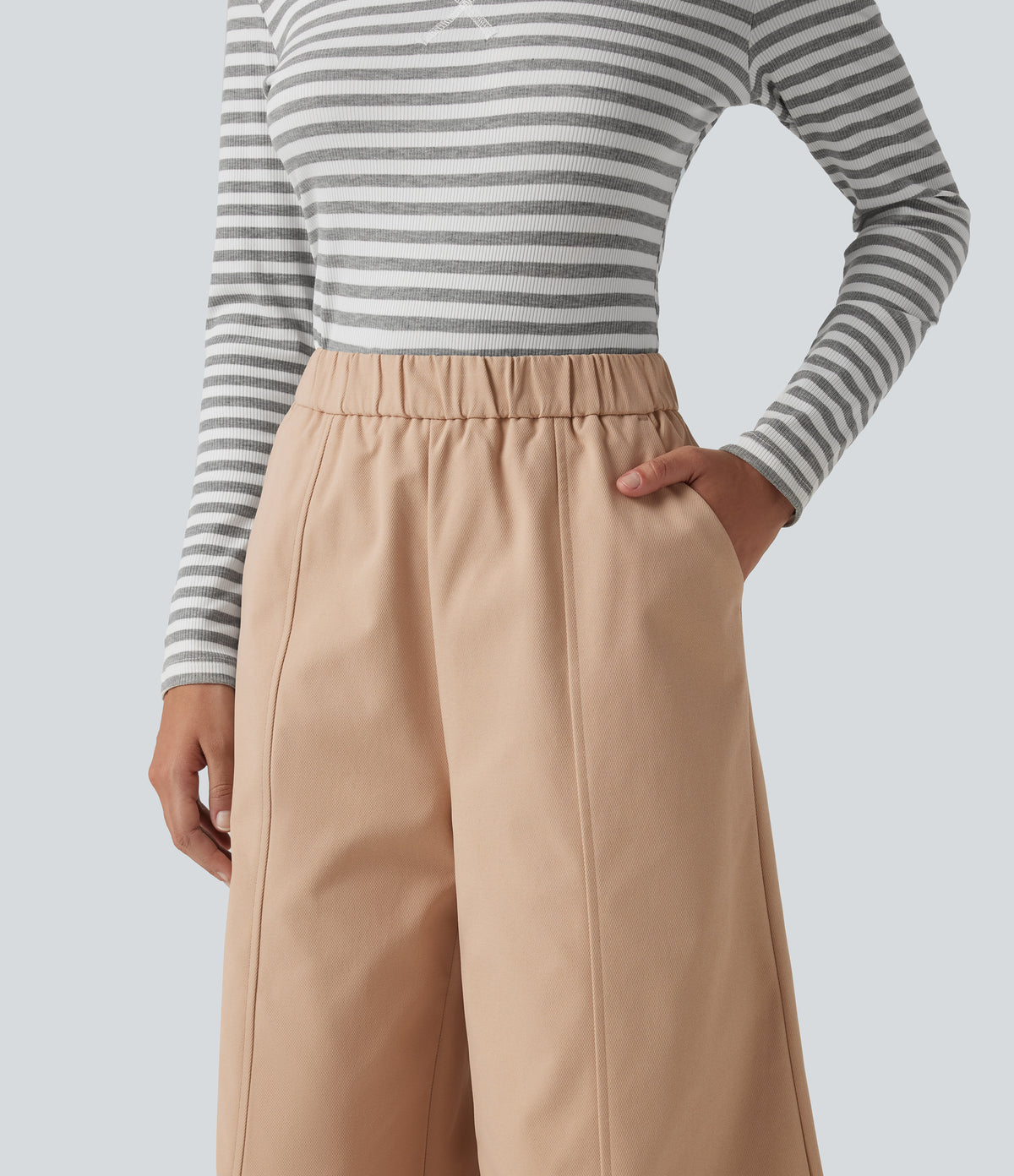High Waisted Barrel Leg Casual Trousers with Pockets — Candied Ginger — view 4