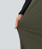 High Waisted Wide Leg Casual Trousers with Pockets — Forest Night — view 6