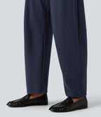 Mid Rise Barrel Leg Work Trousers with Pockets — Dress Blues — view 6