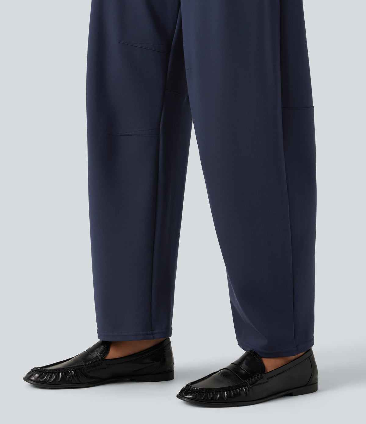 Mid Rise Barrel Leg Work Trousers with Pockets — Dress Blues — view 6