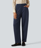 Mid Rise Barrel Leg Work Trousers with Pockets — Dress Blues — view 1