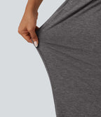 High Waisted Ruched Baggy Yoga Trousers with Pockets — Darl Gray Floral Yarn — view 7