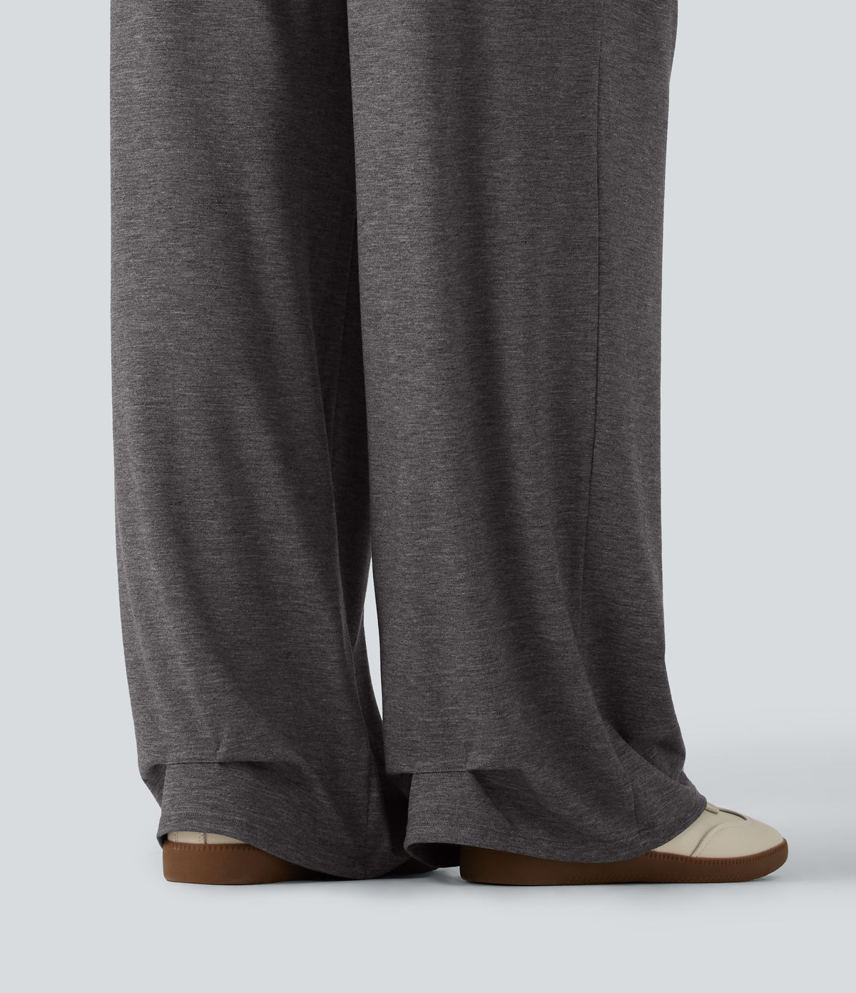 High Waisted Ruched Baggy Yoga Trousers with Pockets — Darl Gray Floral Yarn — view 6