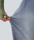 High-waisted Casual Tapered Jeans with Pockets — Sunset Blue Denim — view 5