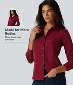 Long Sleeve Curved Hem Work Shirt — Rhythmic Red — view 1