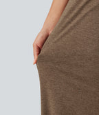 Mid Rise Drawstring Baggy Quick Dry Fleece Casual Sweatpants with Pockets-UPF40+ — Claystone — view 5