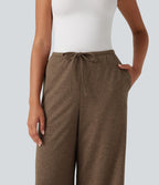 Mid Rise Drawstring Baggy Quick Dry Fleece Casual Sweatpants with Pockets-UPF40+ — Claystone — view 4