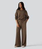Mid Rise Drawstring Baggy Quick Dry Fleece Casual Sweatpants with Pockets-UPF40+ — Claystone — view 6