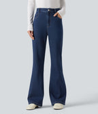 High Waisted Flare Casual Jeans with Pockets — Inkling Blue Denim — view 1