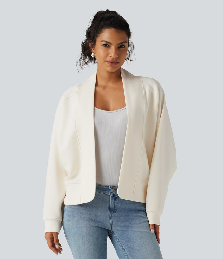 Open Front Long Sleeve Casual Jacket — Tofu — view 1