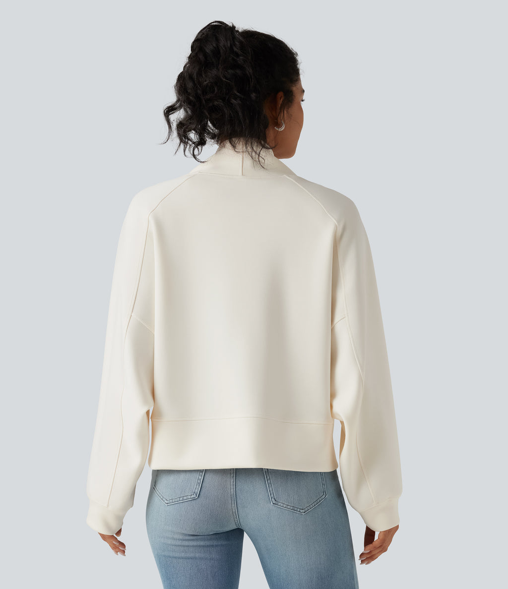 Open Front Long Sleeve Casual Jacket — Tofu — view 2