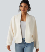 Open Front Long Sleeve Casual Jacket — Tofu — view 4