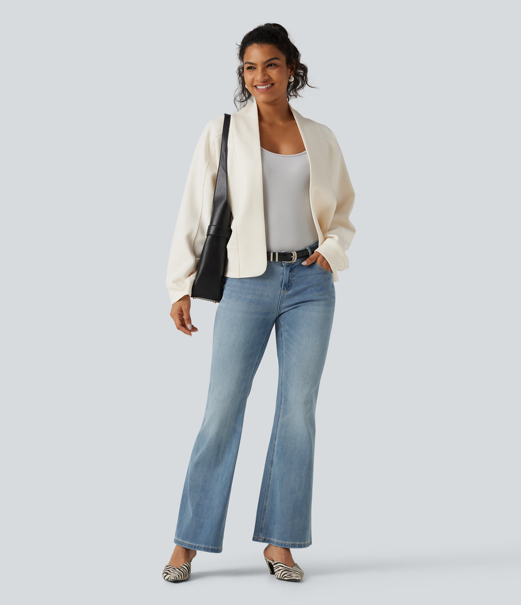Open Front Long Sleeve Casual Jacket — Tofu — view 6
