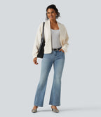 Open Front Long Sleeve Casual Jacket — Tofu — view 6