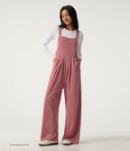 Heathered Casual Dungarees with Pockets — Brick Red Mix — view 1