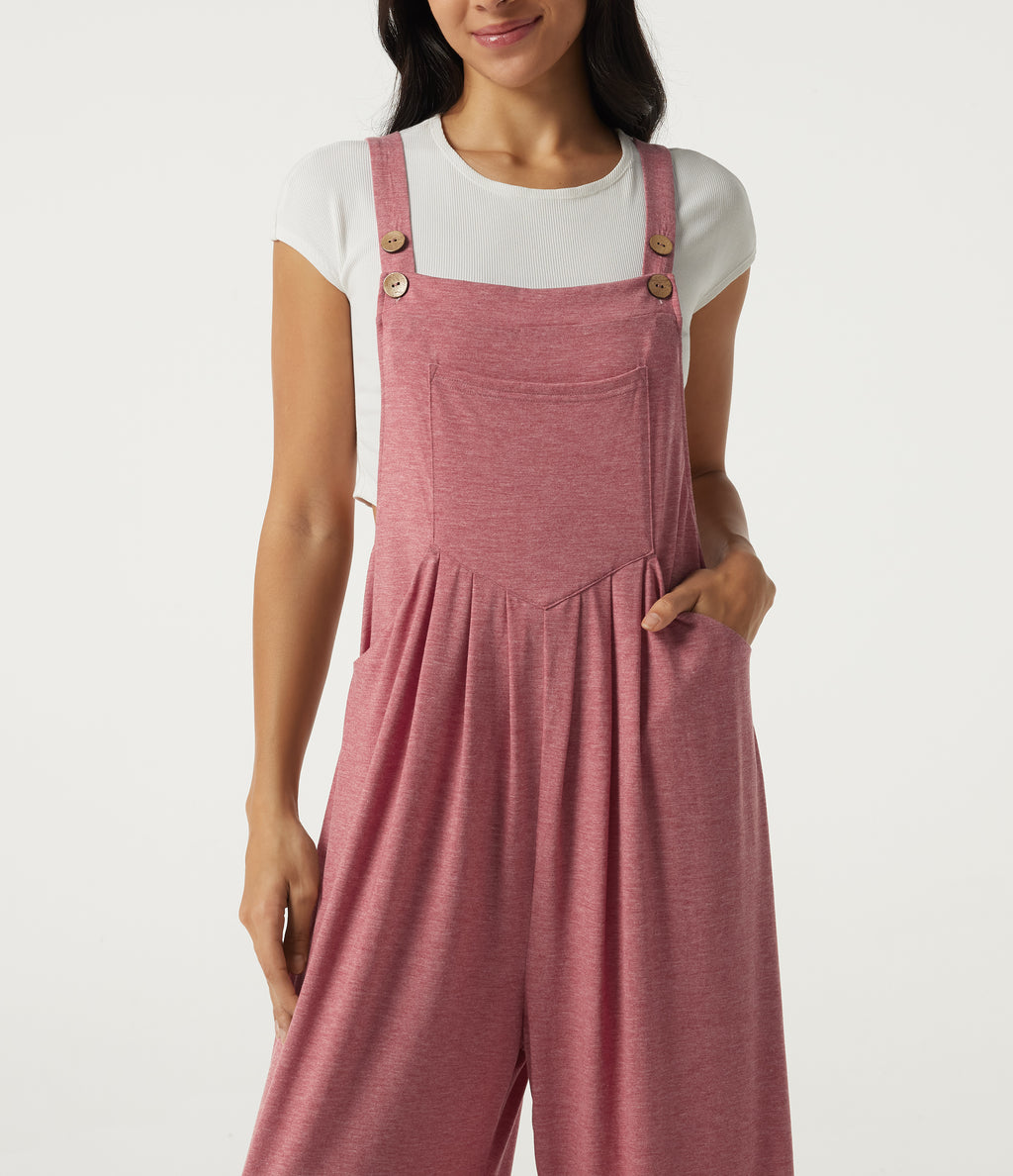 Heathered Casual Dungarees with Pockets — Brick Red Mix — view 4