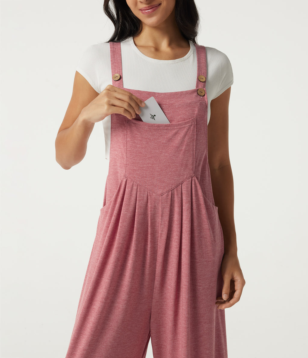 Heathered Casual Dungarees with Pockets — Brick Red Mix — view 7