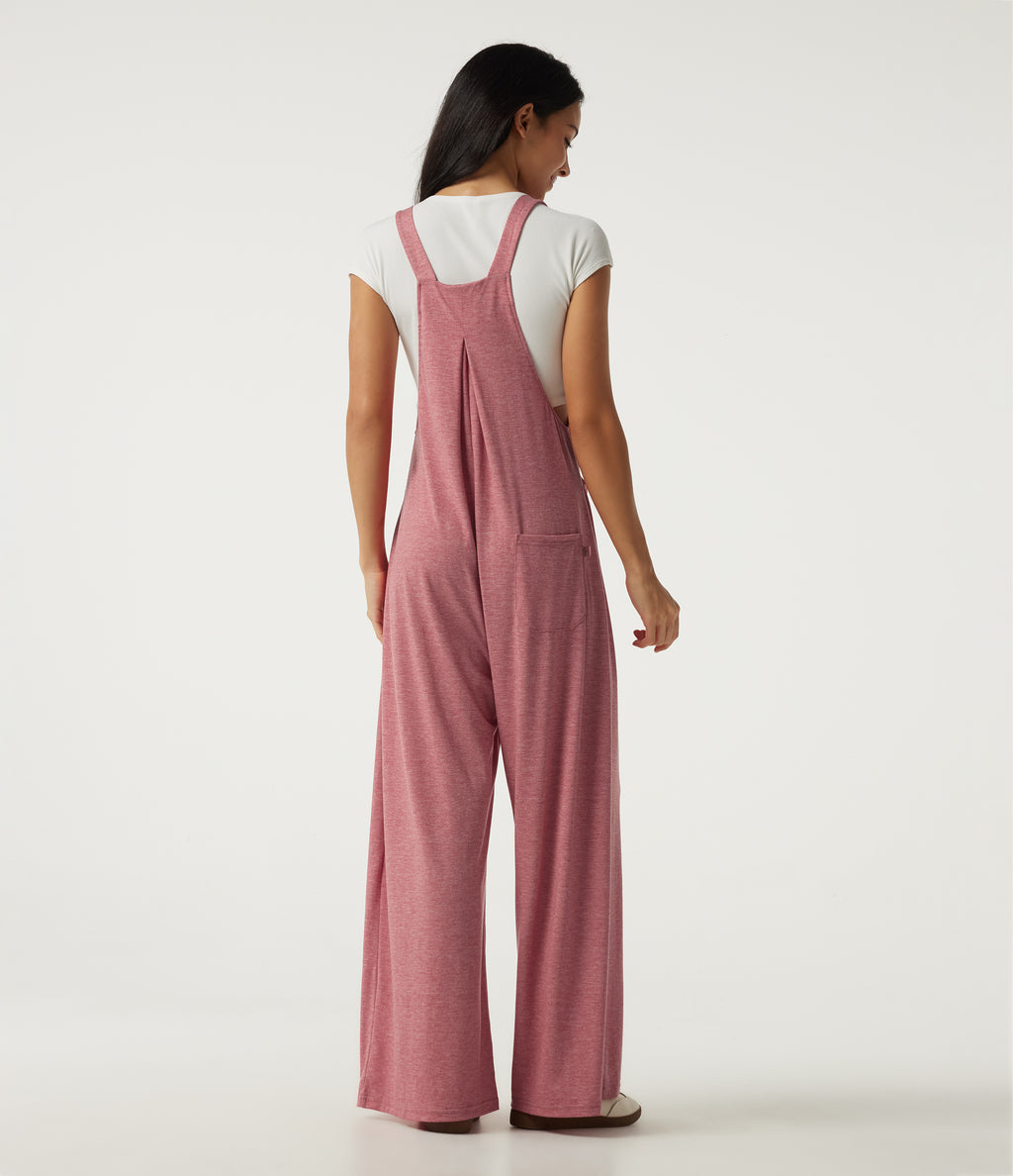 Heathered Casual Dungarees with Pockets — Brick Red Mix — view 2