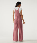 Heathered Casual Dungarees with Pockets — Brick Red Mix — view 2