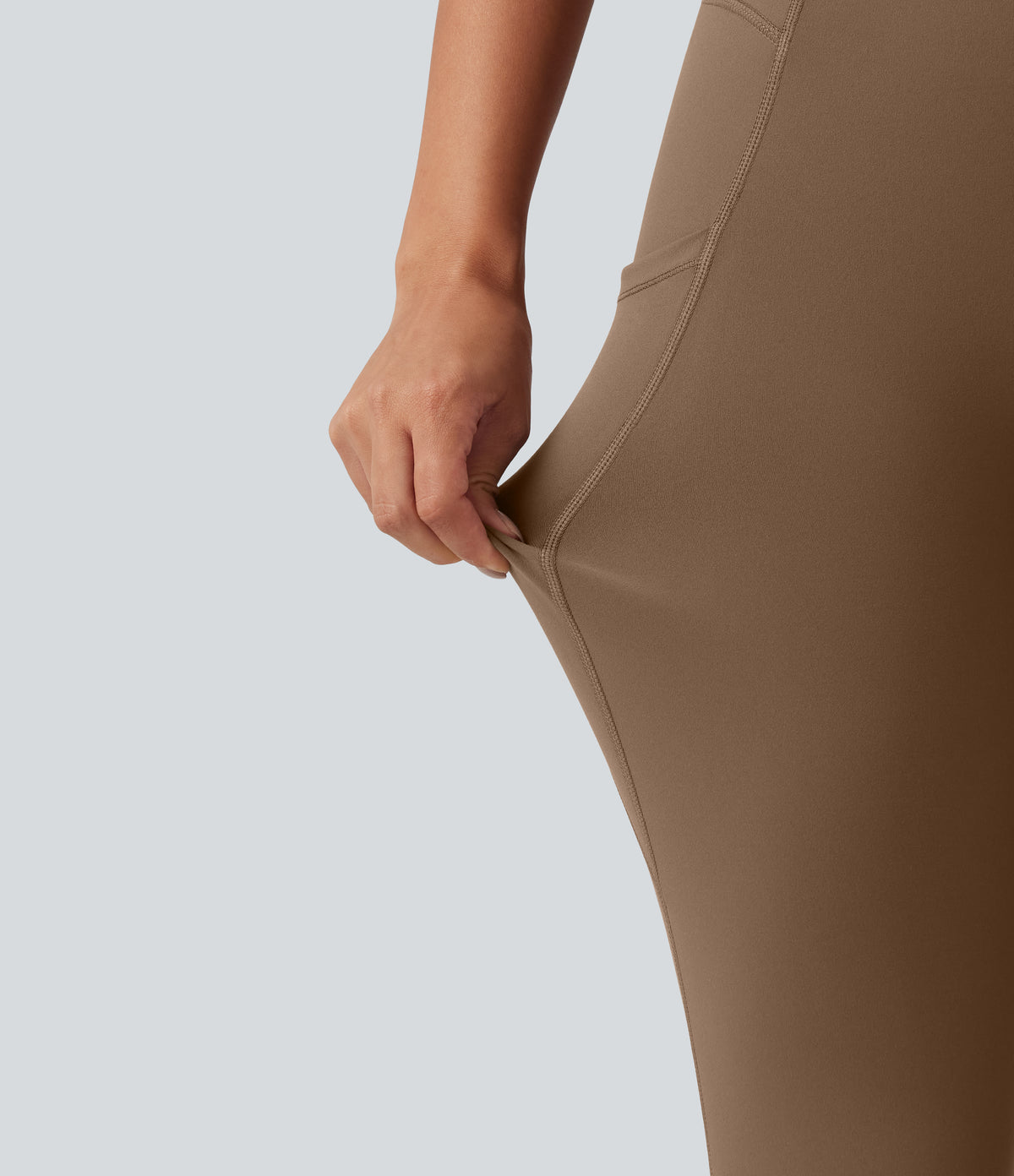 V Neck Built-in Bra Workout Jumpsuit with Pockets-Edition — Sepia — view 8