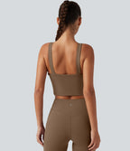 V Neck Built-in Bra Workout Jumpsuit with Pockets-Edition — Sepia — view 5