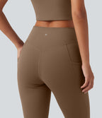 V Neck Built-in Bra Workout Jumpsuit with Pockets-Edition — Sepia — view 6