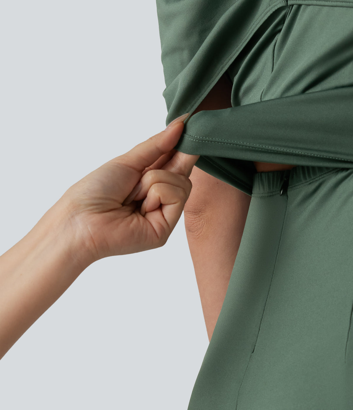 Off Shoulder Short Sleeve Built-in Bra Casual Jumpsuit with Pockets-Edition — Duck Green — view 6