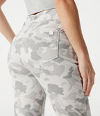 High Waisted Camo Bootcut Casual Jeans with Pockets — Camo – Light Grey White — view 4