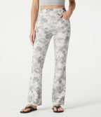 High Waisted Camo Bootcut Casual Jeans with Pockets — Camo – Light Grey White — view 1