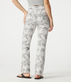 High Waisted Camo Bootcut Casual Jeans with Pockets — Camo – Light Grey White — view 2