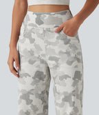 High Waisted Straight Leg Camo Casual Jeans with Pockets — Camo – Light Grey White — view 4